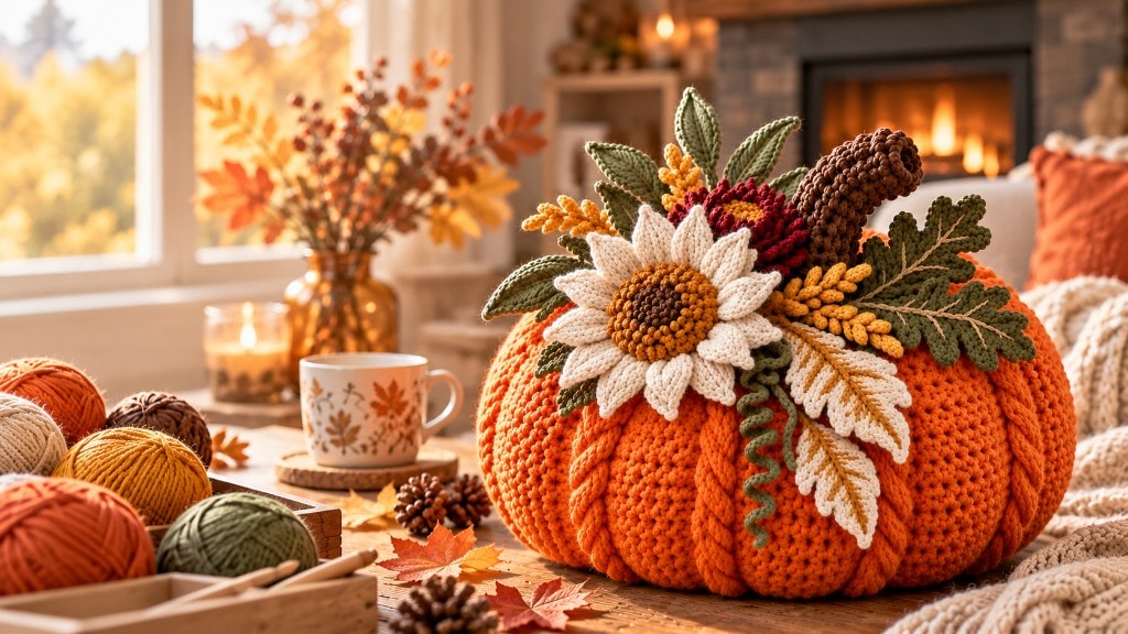 Beautiful crocheted autumn pumpkin