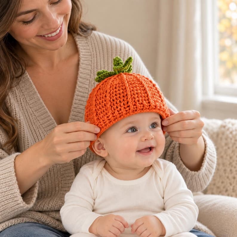 Pumpkin Hat Crochet Pattern PDF – Baby Pumpkin Beanie — photo 9 of 10