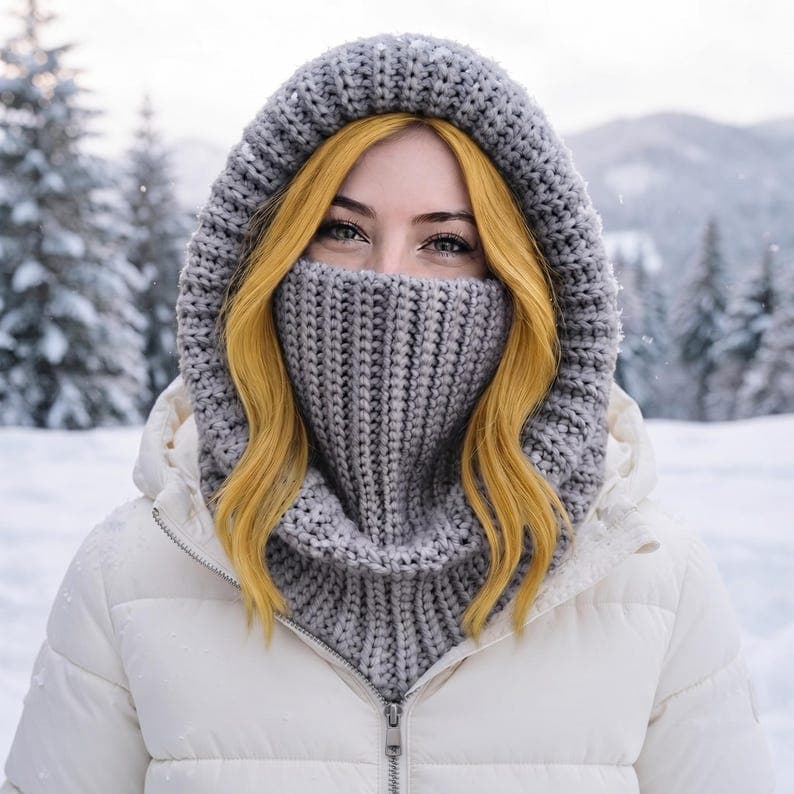 Crochet Turtleneck Hoodie Pattern – Ribbed Balaclava — photo 2 of 7