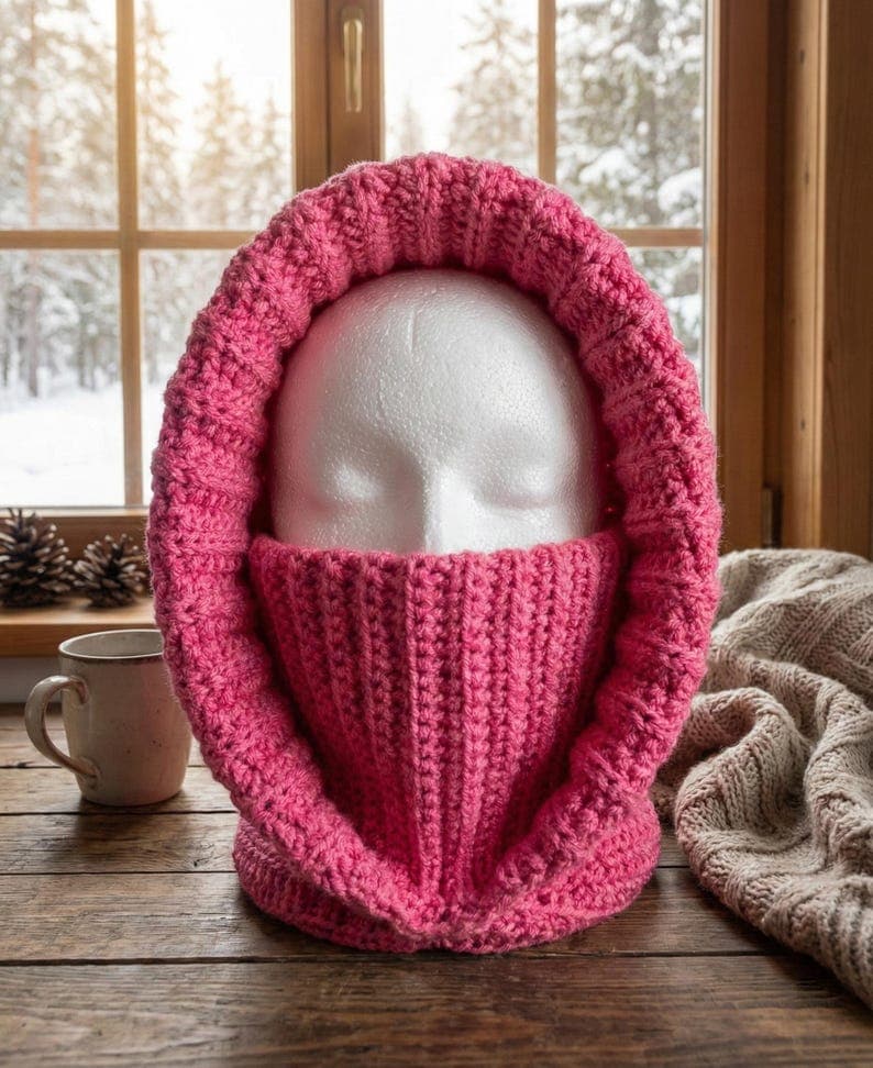 Crochet Turtleneck Hoodie Pattern – Ribbed Balaclava — photo 3 of 7