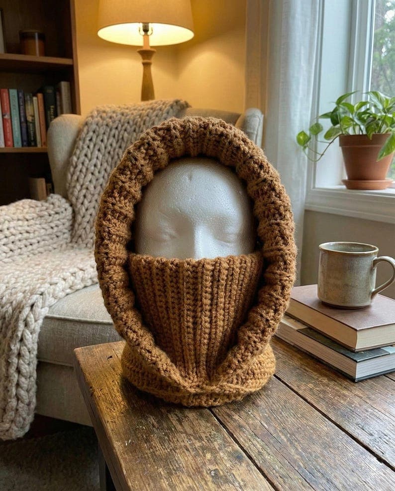 Crochet Turtleneck Hoodie Pattern – Ribbed Balaclava — photo 5 of 7