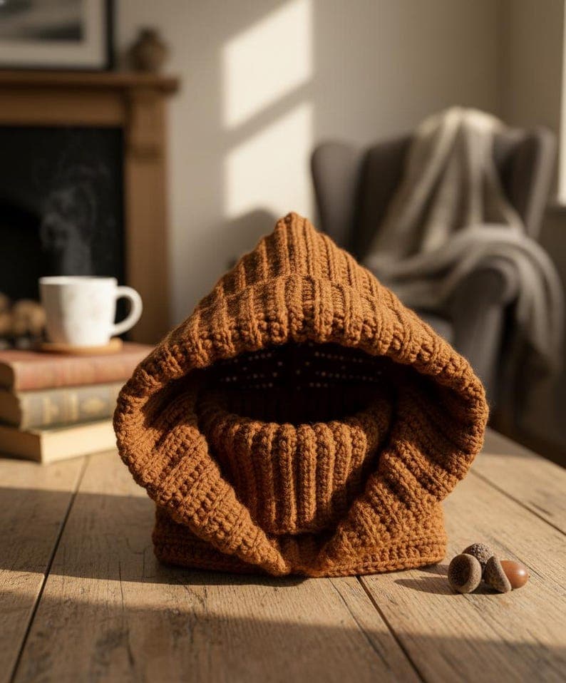 Crochet Turtleneck Hoodie Pattern – Ribbed Balaclava — photo 6 of 7