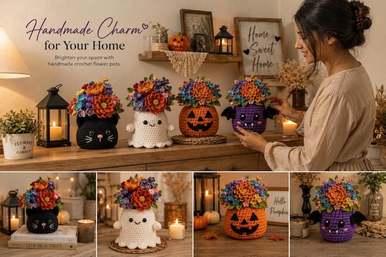 Halloween Crochet Flower Pot Pattern Bundle — photo 3 of 11