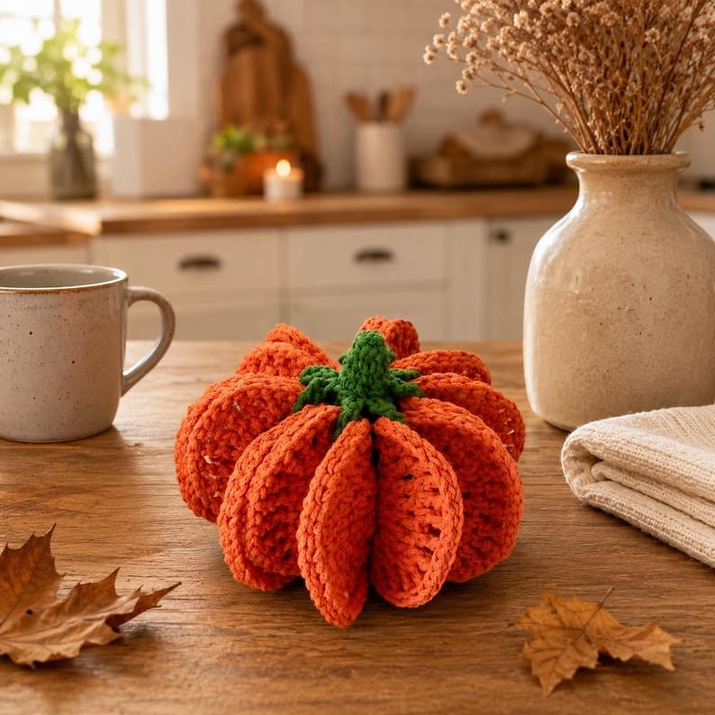 Pumpkin Coaster Set Crochet Pattern – 8 Coasters — photo 5 of 10