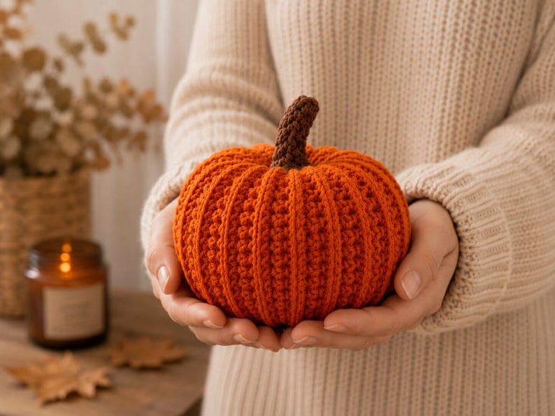 3-Size Crochet Pumpkin Pattern – Beginner Fall Amigurumi — photo 4 of 7
